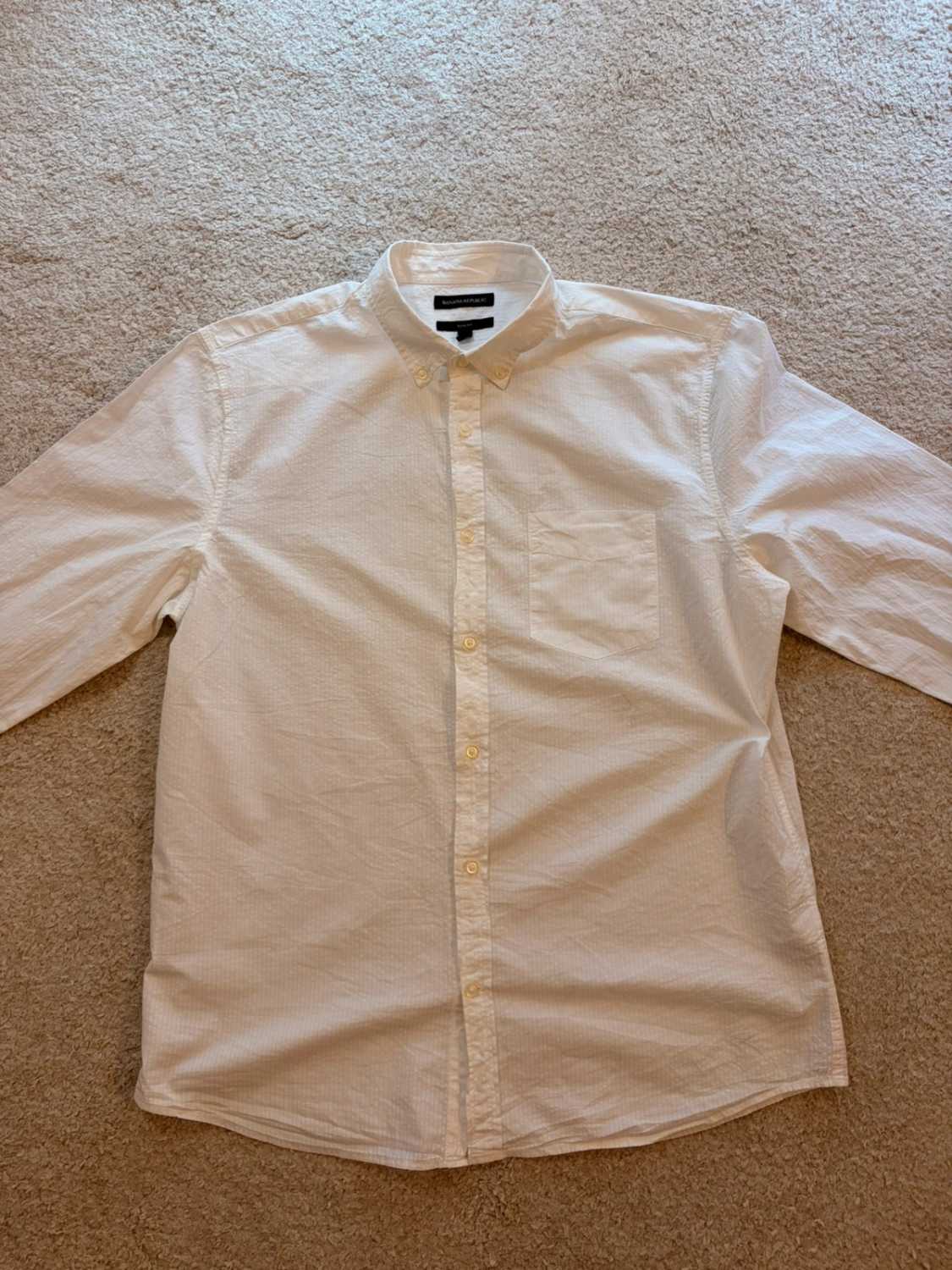 👔 Chemise Banana Republic Homme Slim Fit - Rayures Blanches - Taille XL