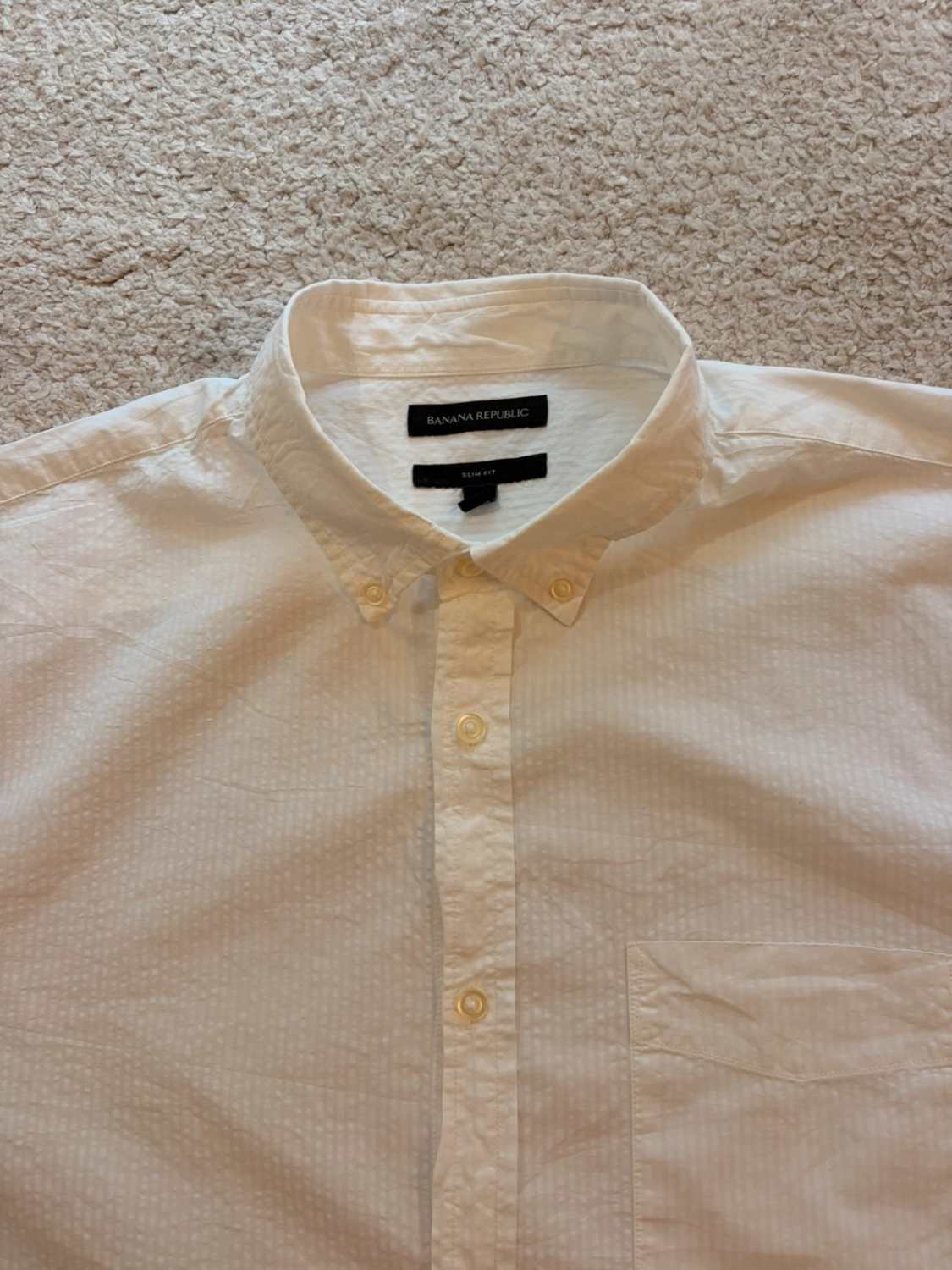 👔 Chemise Banana Republic Homme Slim Fit - Rayures Blanches - Taille XL