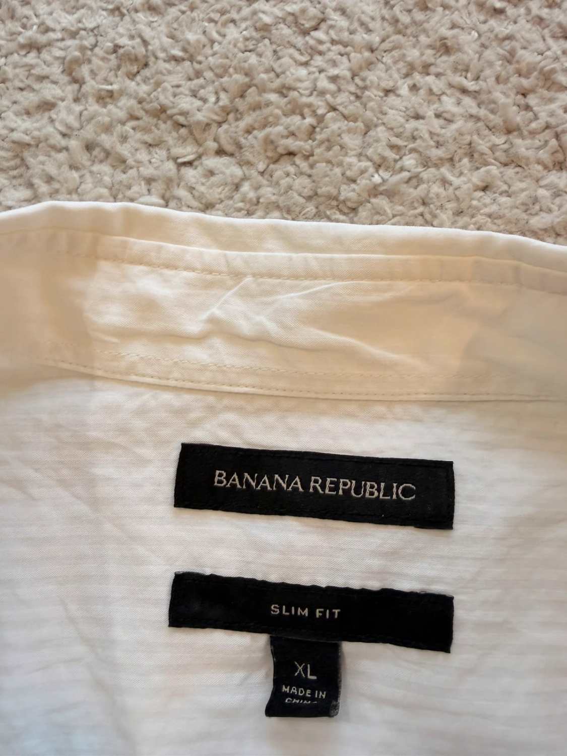 👔 Chemise Banana Republic Homme Slim Fit - Rayures Blanches - Taille XL