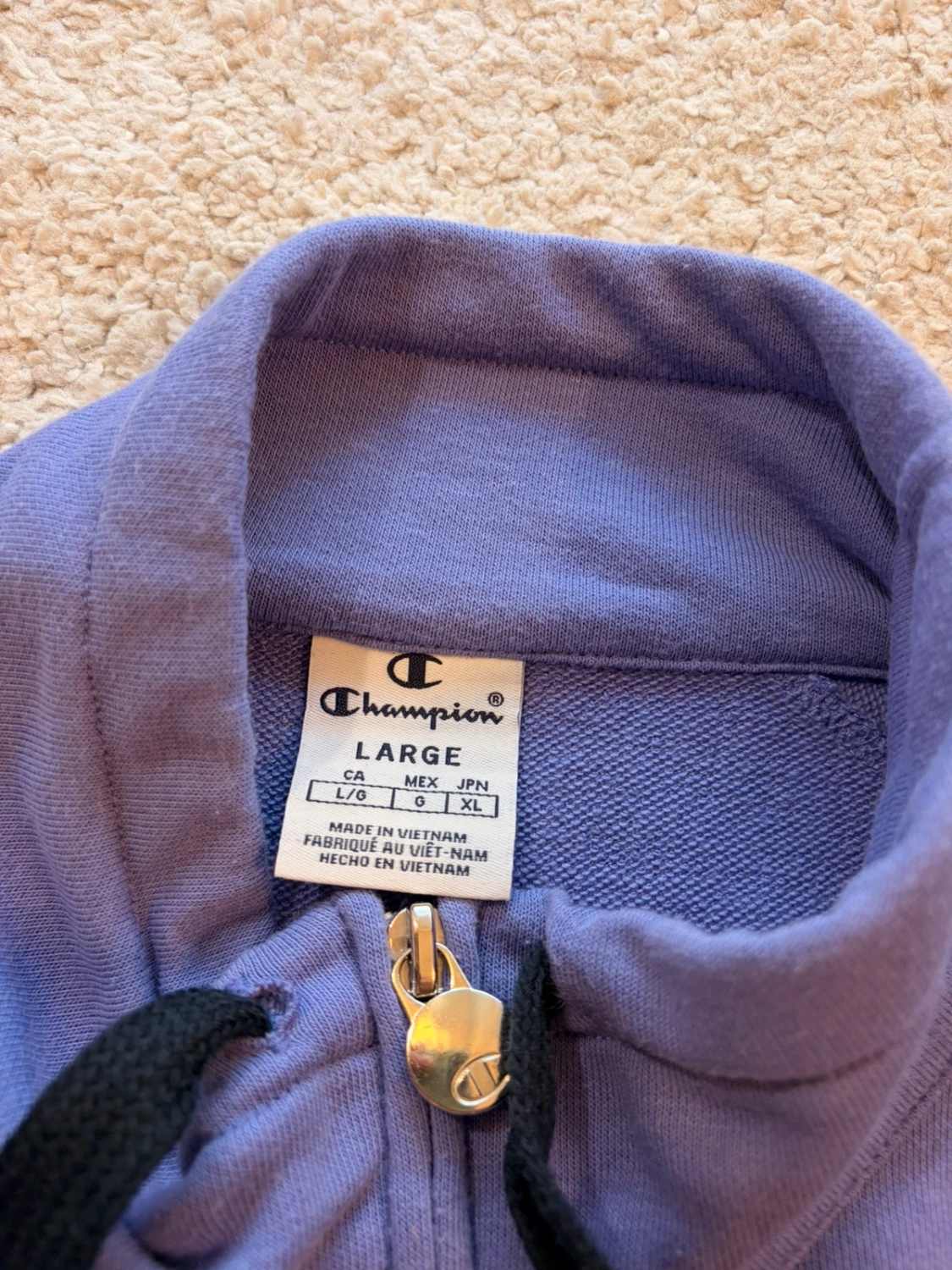 🌸 Pull à zip Champion Lilas - L