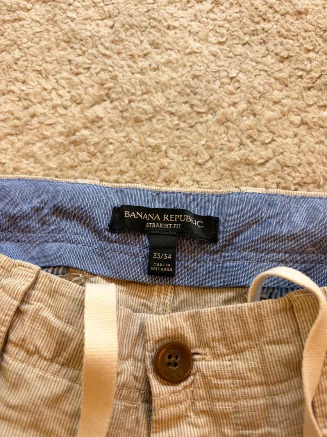 Pantalon Banana Republic Beige & Blanc Rayé - 33/34