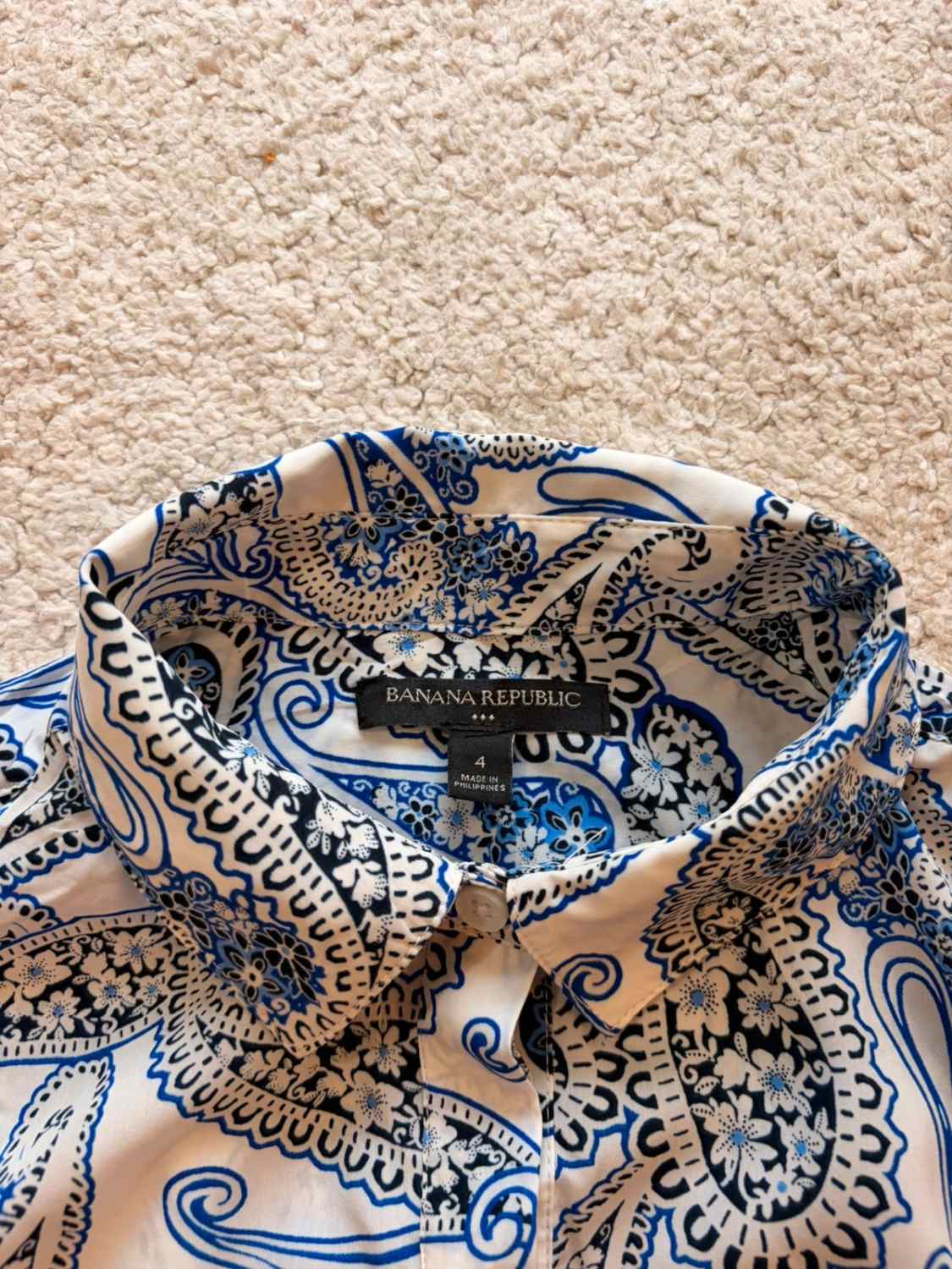 🌸🤍 Tunique Banana Republic Sans Manches à Motif Fleur Bleu/Noir