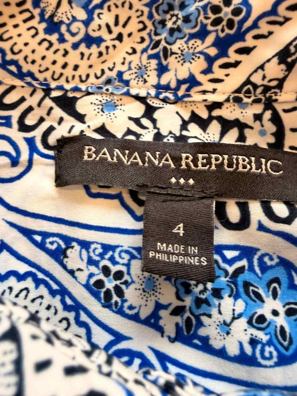 🌸🤍 Tunique Banana Republic Sans Manches à Motif Fleur Bleu/Noir
