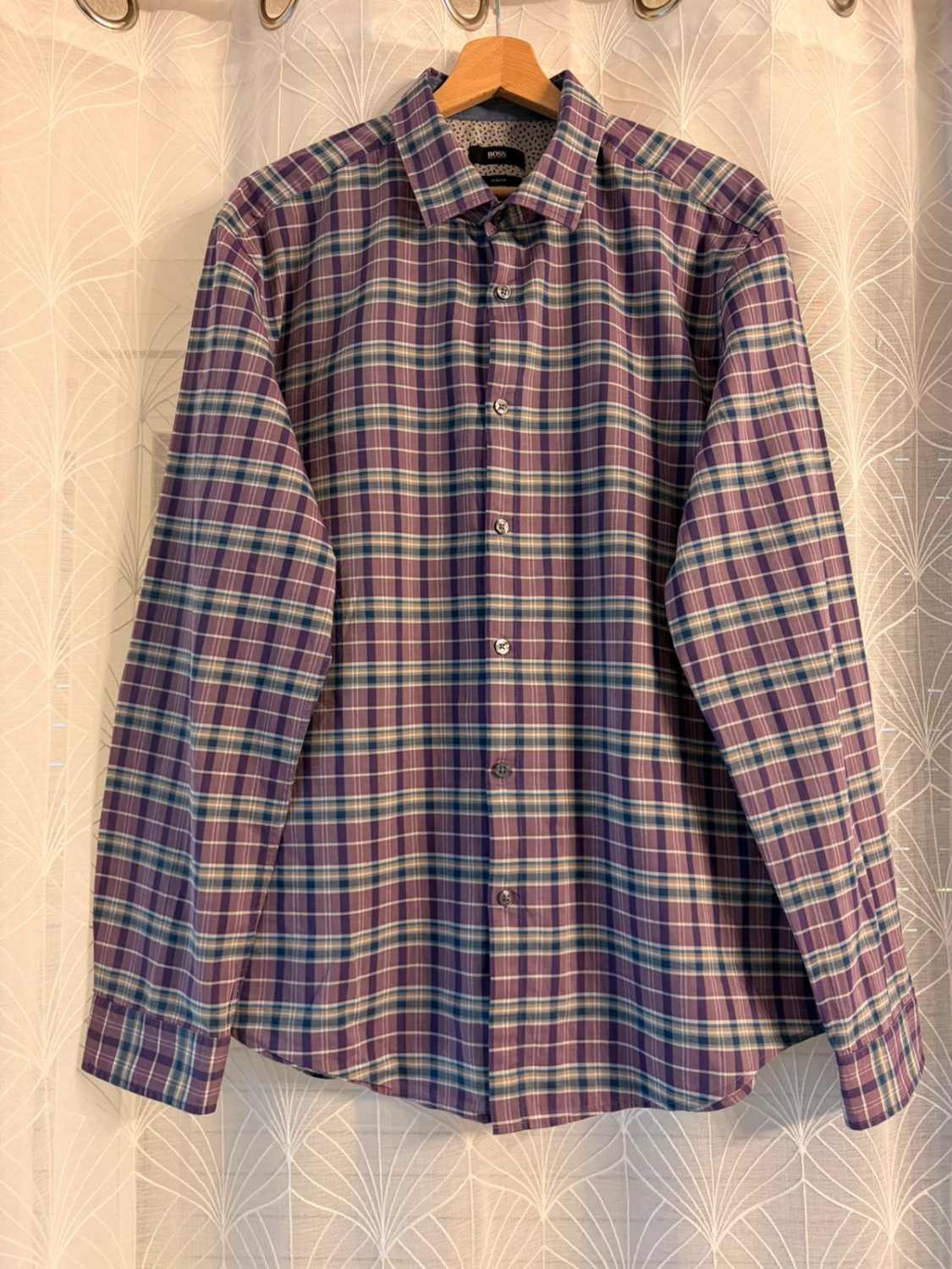 Chemise Hugo Boss Slim Fit Violet, Bordeaux, Blanc & Beige - XL