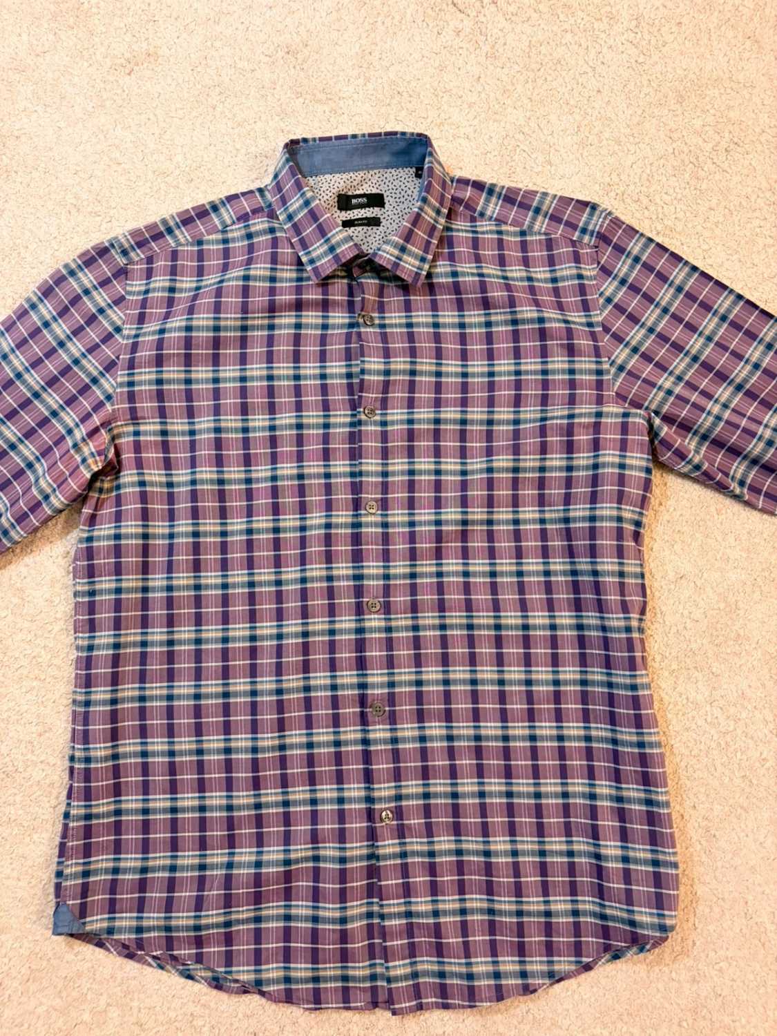 Chemise Hugo Boss Slim Fit Violet, Bordeaux, Blanc & Beige - XL