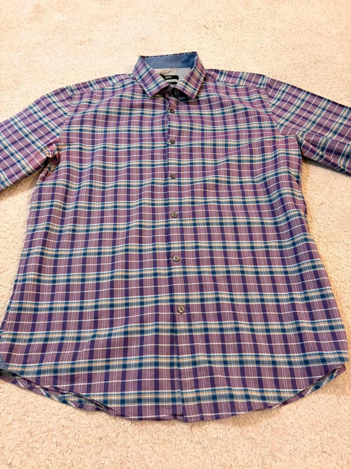 Chemise Hugo Boss Slim Fit Violet, Bordeaux, Blanc & Beige - XL