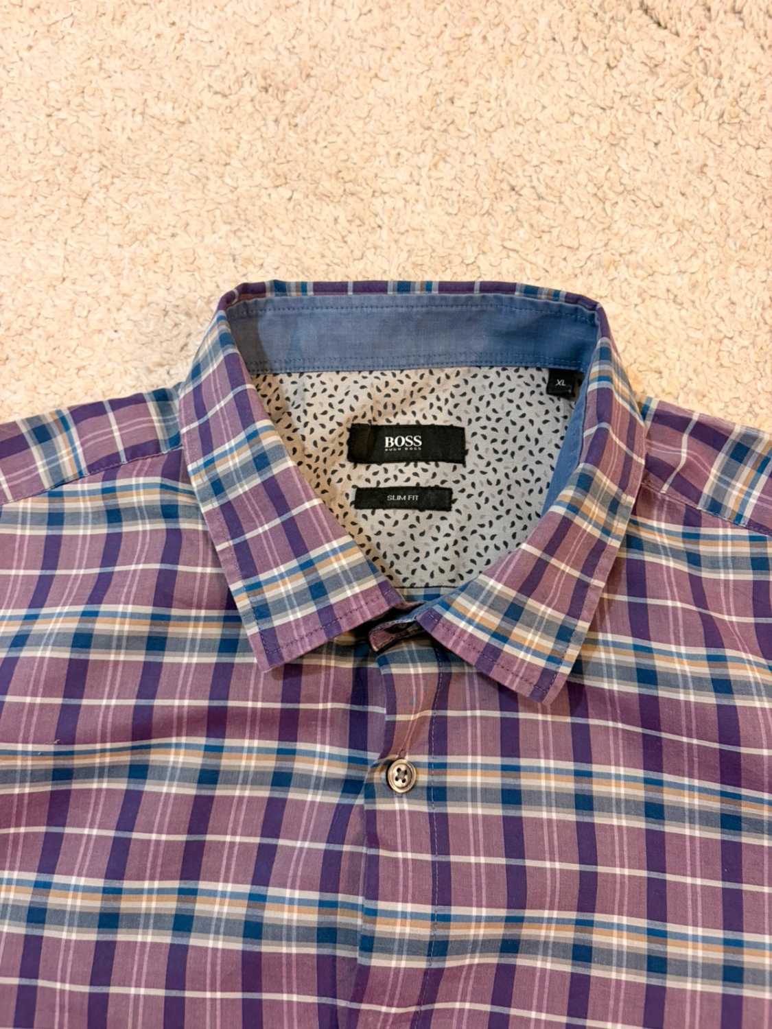 Chemise Hugo Boss Slim Fit Violet, Bordeaux, Blanc & Beige - XL