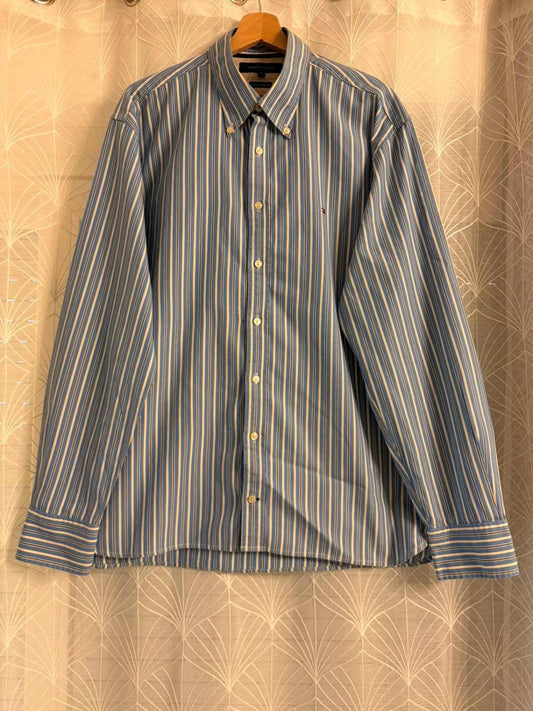 Chemise Tommy Hilfiger 80’s Two Ply Marine & Blanc - XL