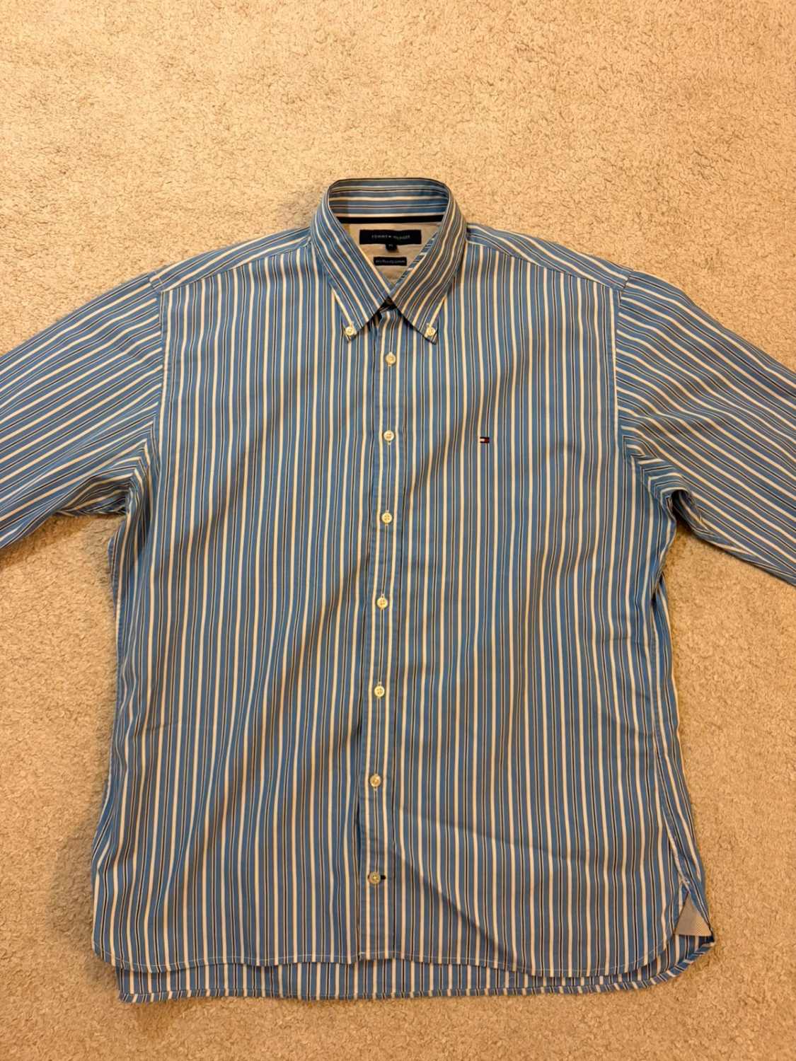 Chemise Tommy Hilfiger 80’s Two Ply Marine & Blanc - XL