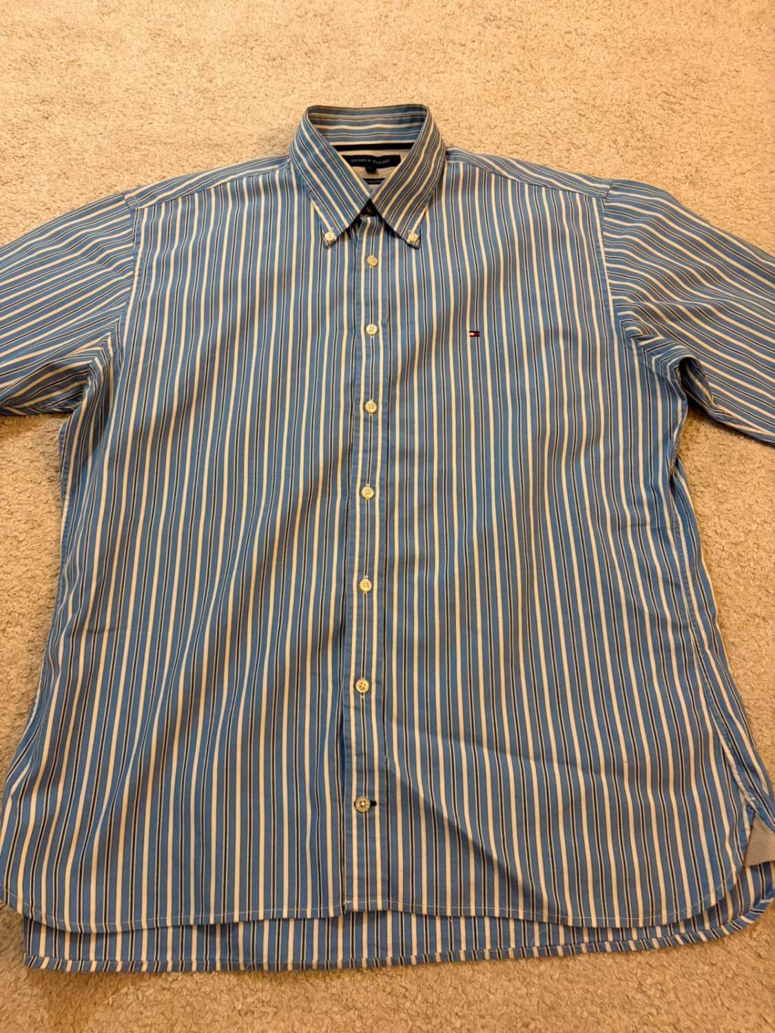 Chemise Tommy Hilfiger 80’s Two Ply Marine & Blanc - XL