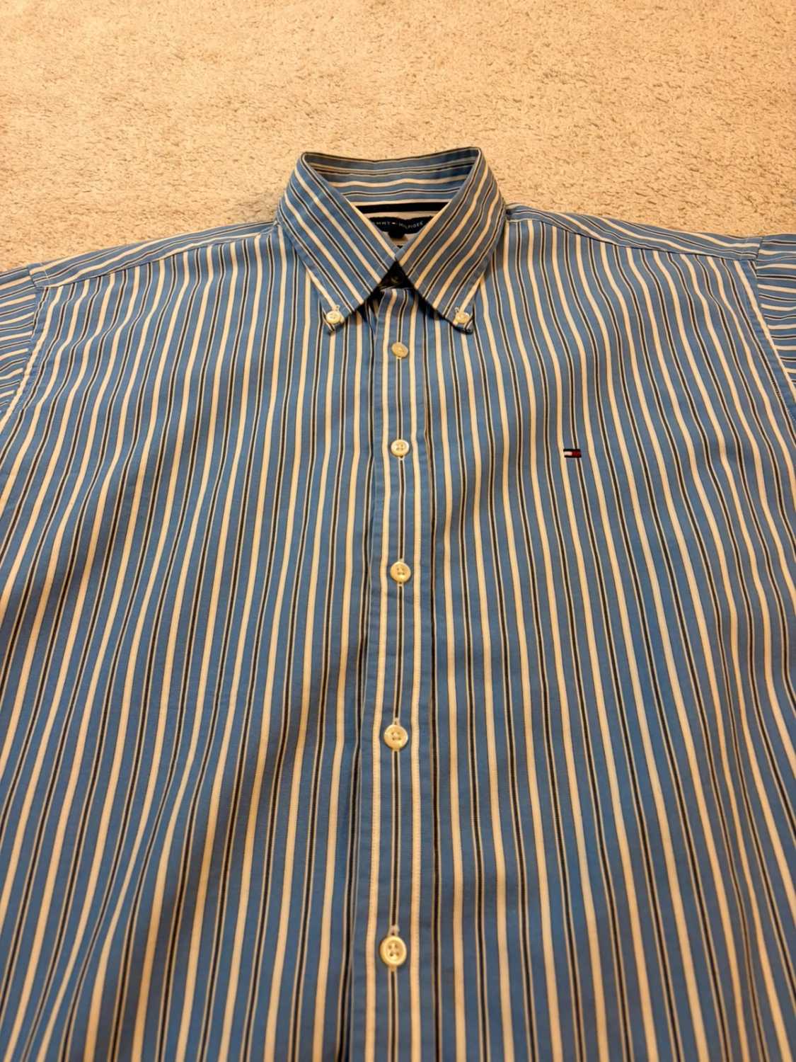 Chemise Tommy Hilfiger 80’s Two Ply Marine & Blanc - XL
