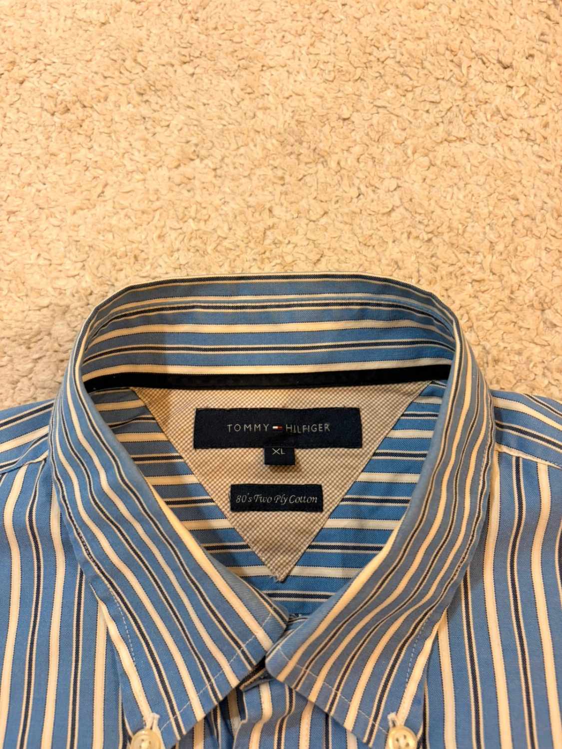 Chemise Tommy Hilfiger 80’s Two Ply Marine & Blanc - XL