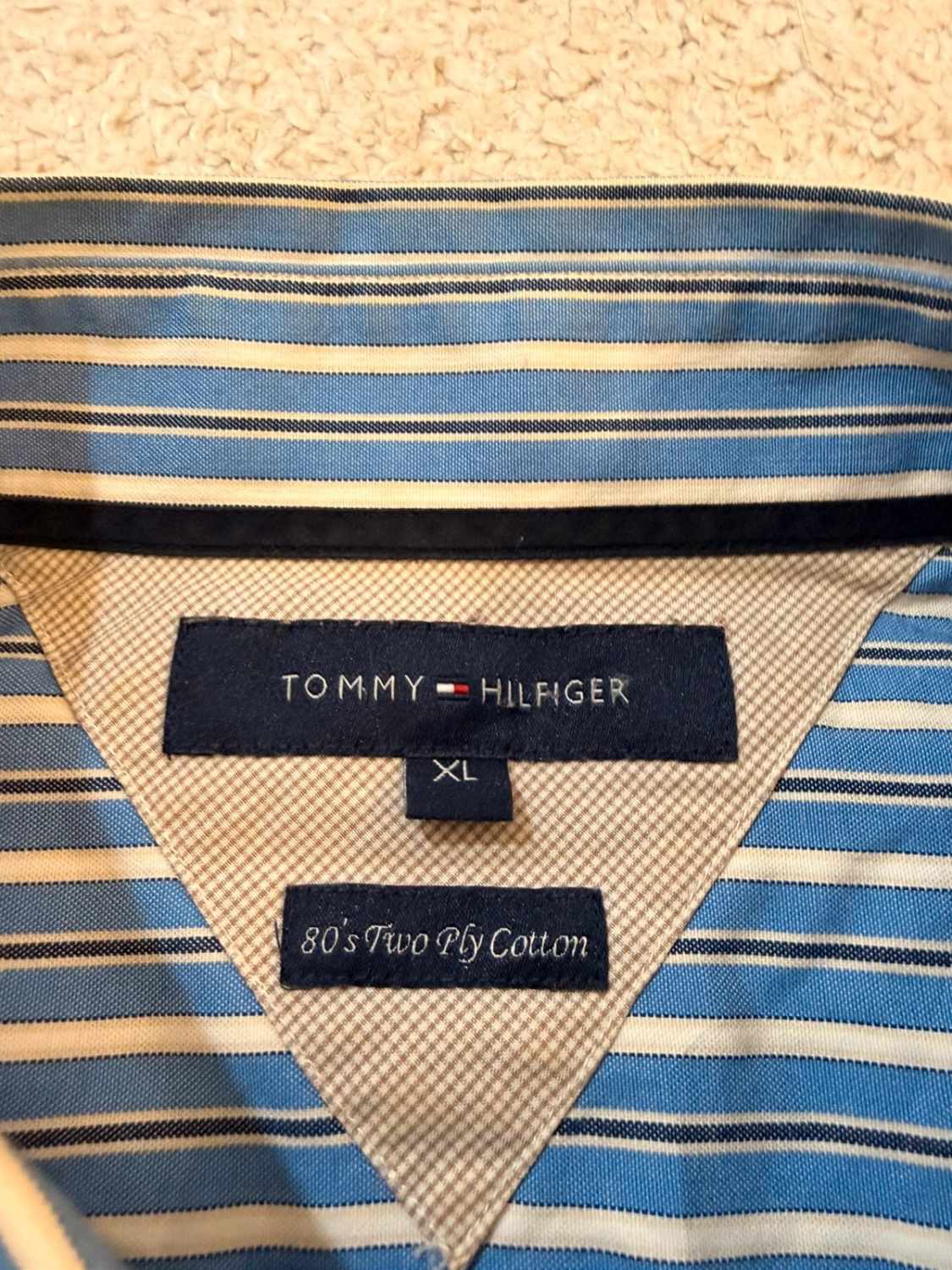 Chemise Tommy Hilfiger 80’s Two Ply Marine & Blanc - XL
