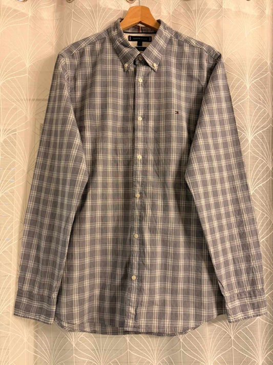 👔 Chemise Tommy Hilfiger 80’s Two Ply Gris & Blanc - M/L