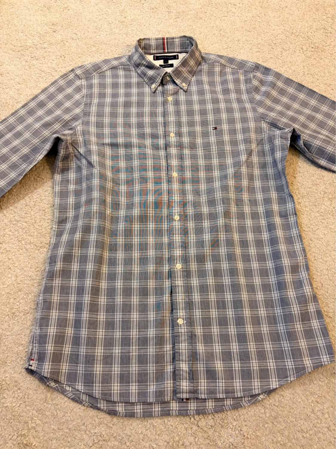 👔 Chemise Tommy Hilfiger 80’s Two Ply Gris & Blanc - M/L