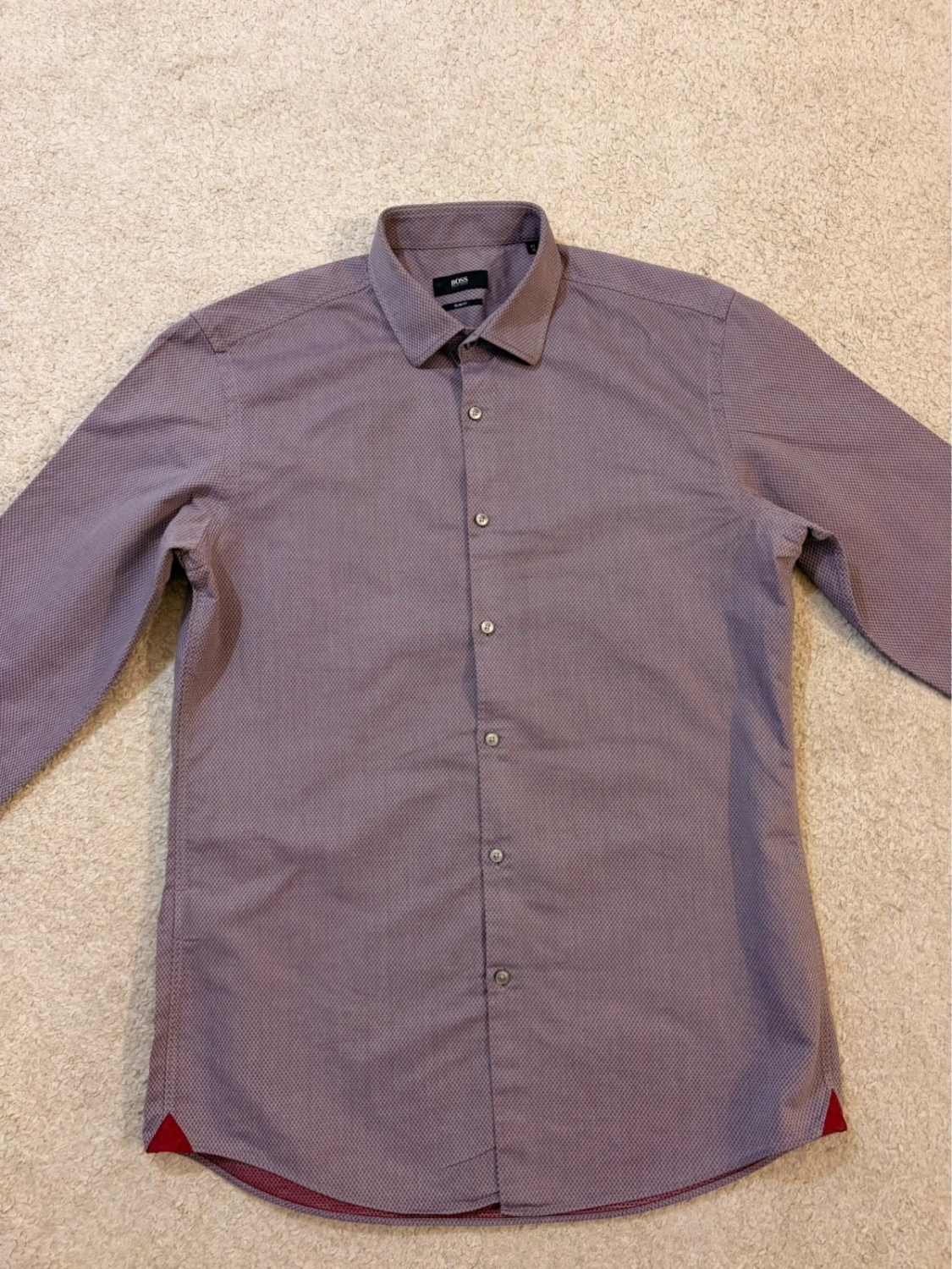 💼 Chemise Hugo Boss Slim Fit Bordeaux & Gris - 41 (M)
