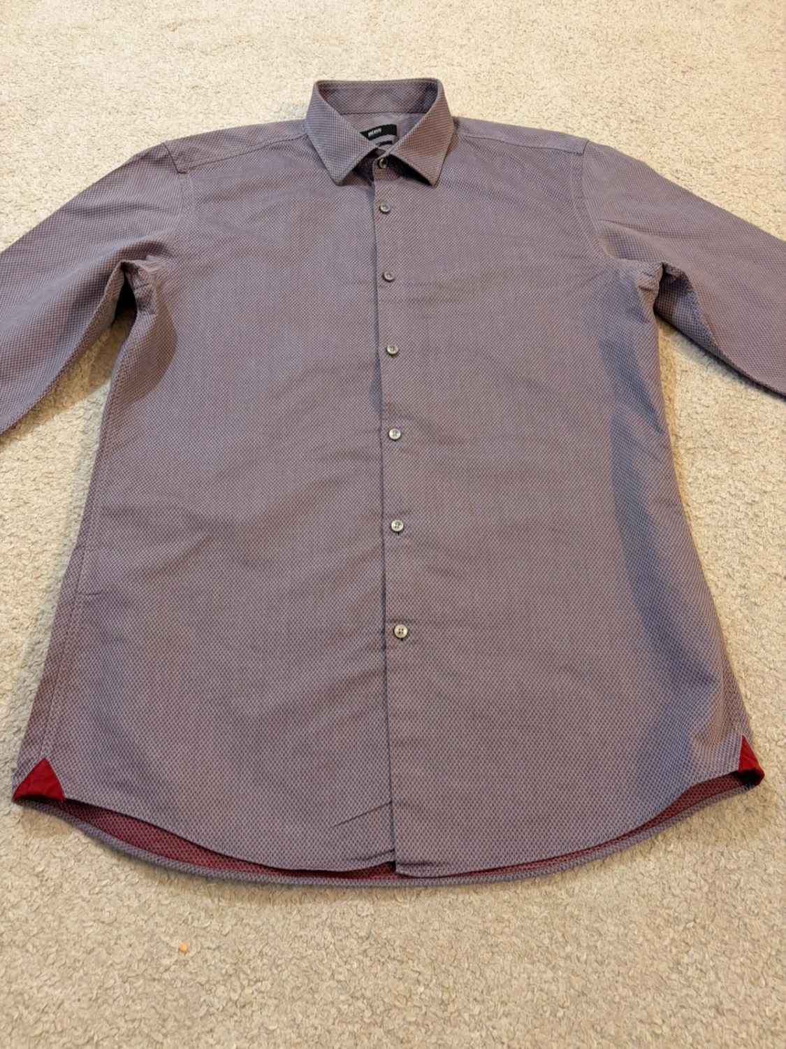 💼 Chemise Hugo Boss Slim Fit Bordeaux & Gris - 41 (M)