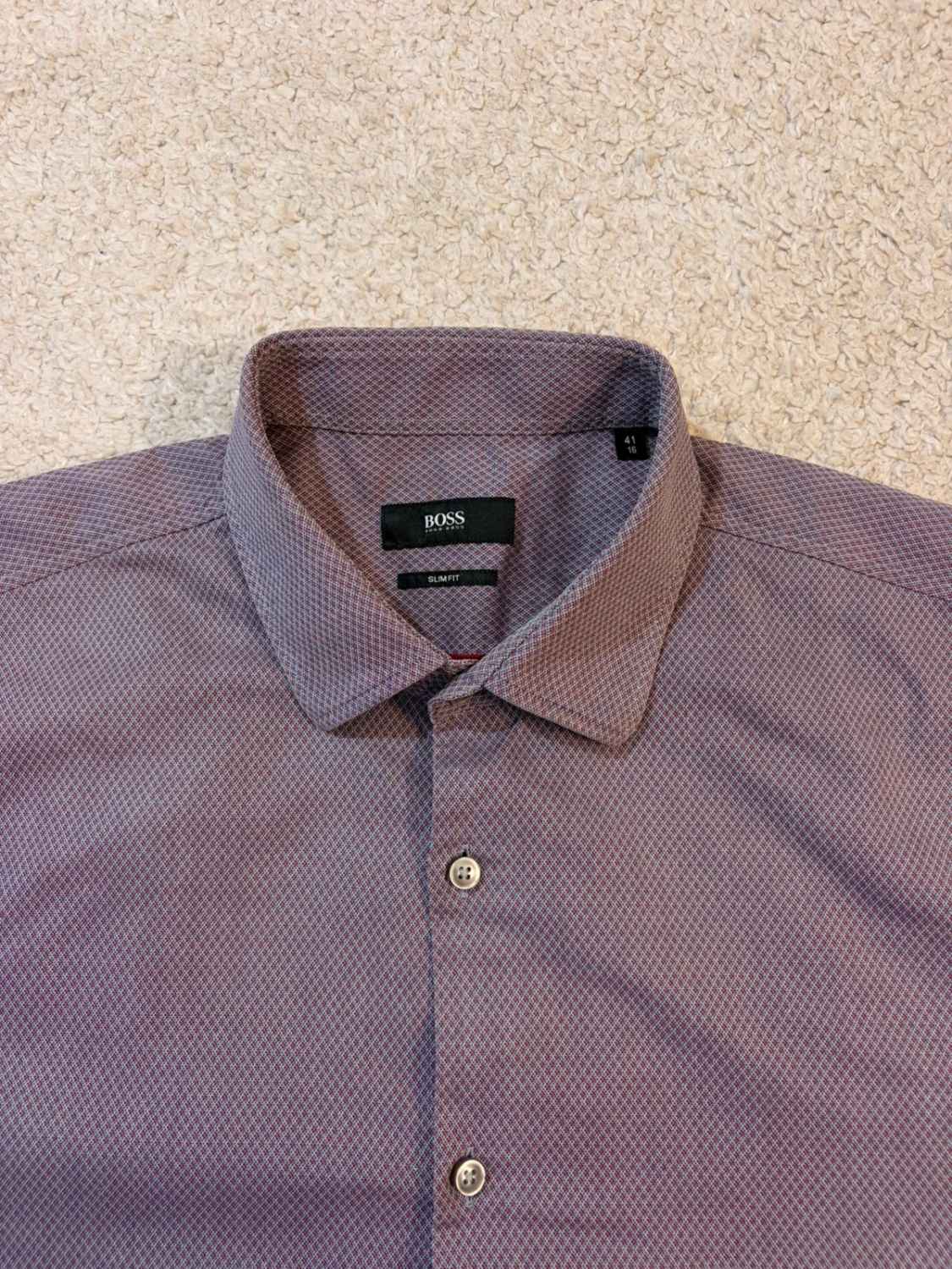 💼 Chemise Hugo Boss Slim Fit Bordeaux & Gris - 41 (M)