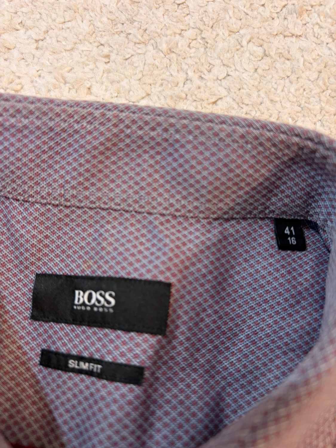 💼 Chemise Hugo Boss Slim Fit Bordeaux & Gris - 41 (M)