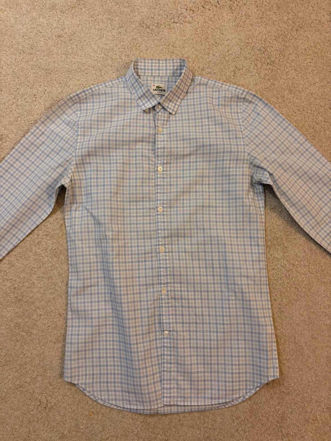 🐊 Chemise Lacoste Slim Fit Bleu Clair & Blanc - 38 (S)