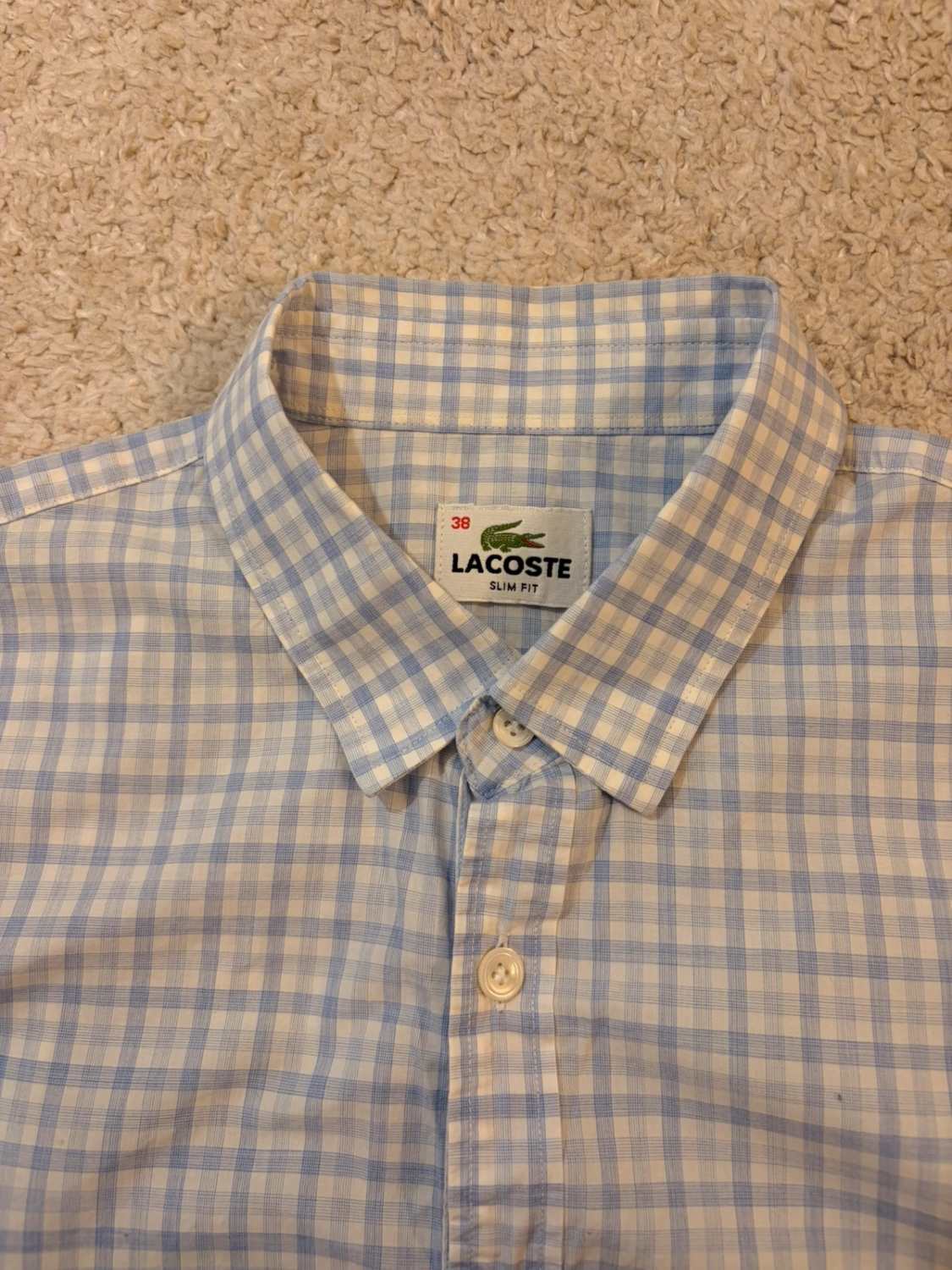 🐊 Chemise Lacoste Slim Fit Bleu Clair & Blanc - 38 (S)