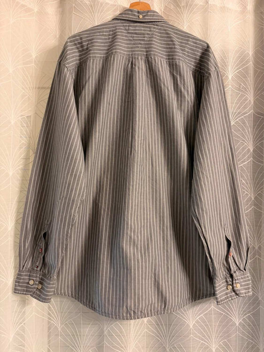 Chemise Tommy Hilfiger Classic Fit Rayée Gris/Blanc – Taille XXL | Seconde Main