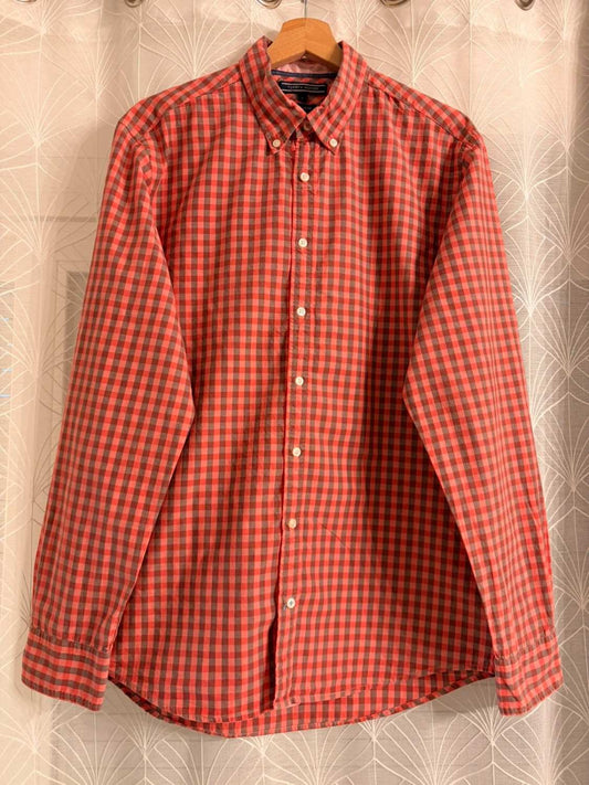 Chemise Tommy Hilfiger New York Fit Corail, Gris & Bordeaux - L