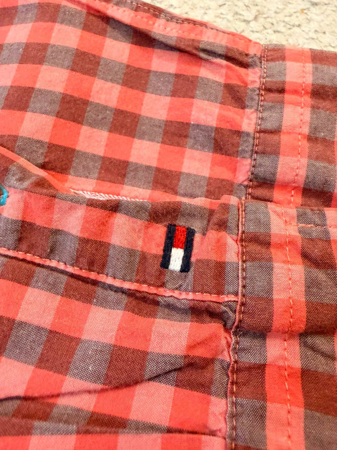 Tommy Hilfiger New York Fit Overhemd Koraal, Grijs & Bordeaux - L