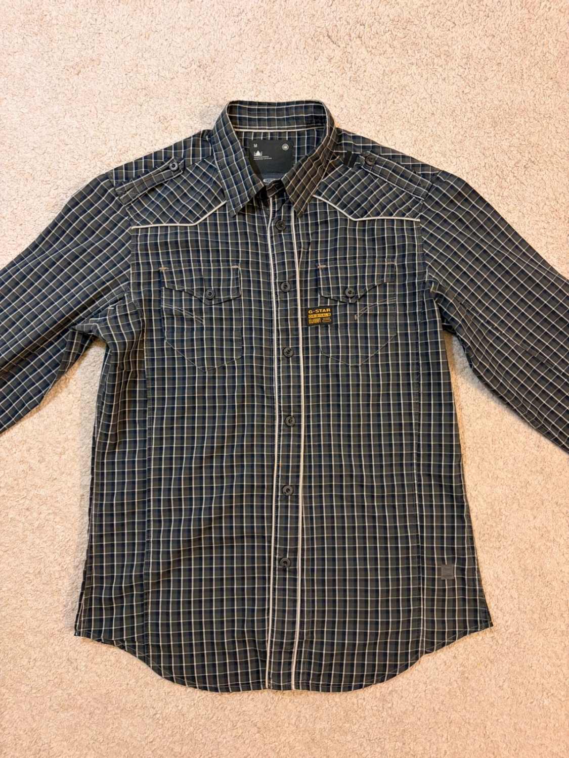 👕 G-Star Raw Slim Fit Overhemd Grijs, Marine & Zwart - M