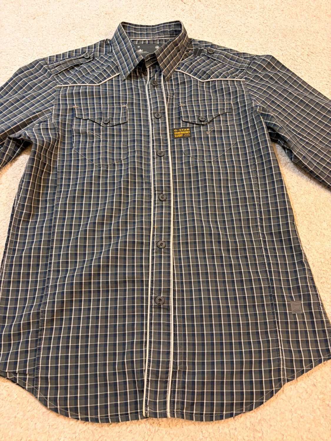 👕 G-Star Raw Slim Fit Overhemd Grijs, Marine & Zwart - M
