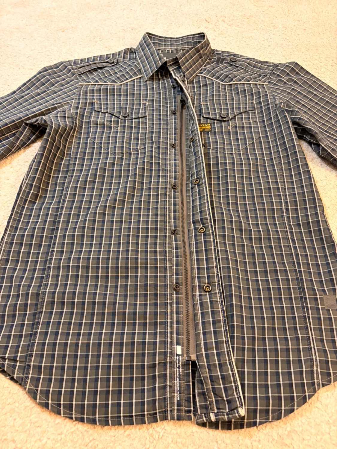 👕 G-Star Raw Slim Fit Overhemd Grijs, Marine & Zwart - M