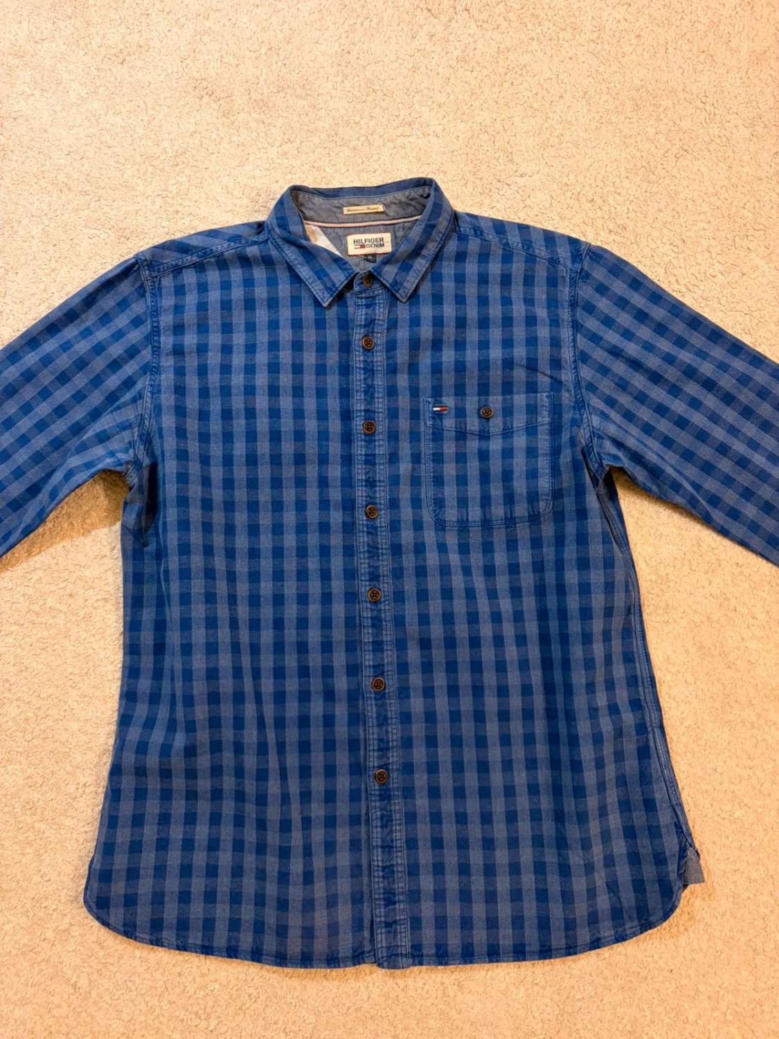 👕 Camisa Hilfiger Denim Marino y Gris - XL