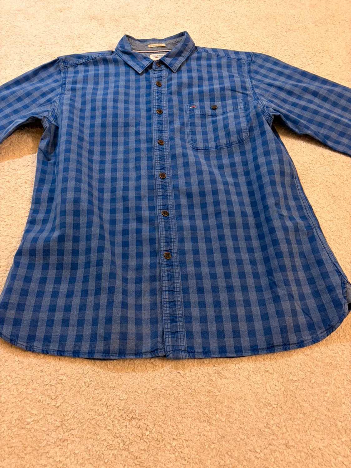 👕 Camisa Hilfiger Denim Marino y Gris - XL