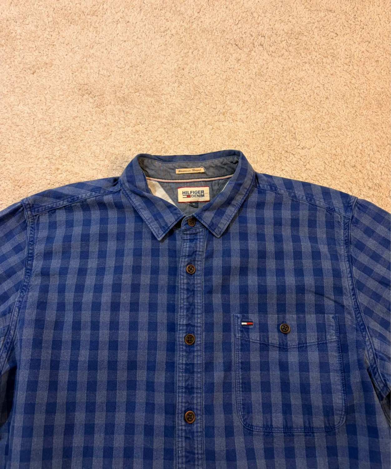 👕 Camisa Hilfiger Denim Marino y Gris - XL
