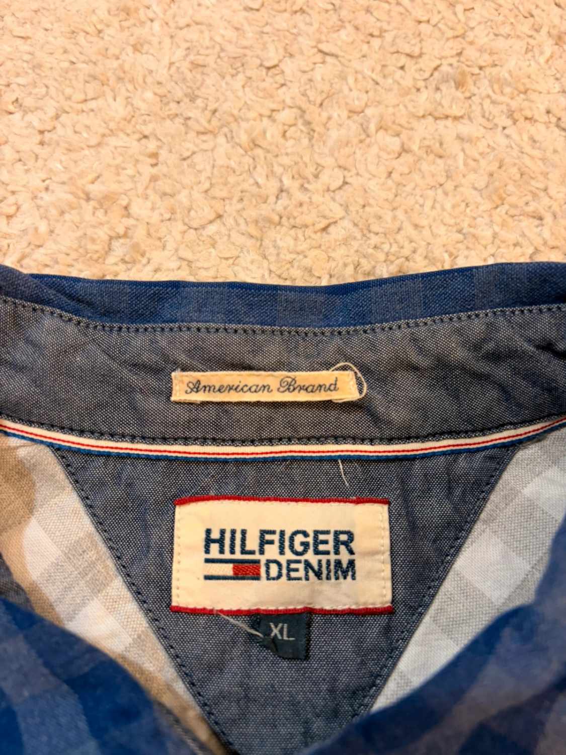 👕 Camisa Hilfiger Denim Marino y Gris - XL