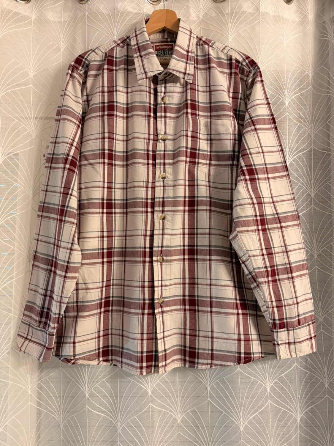 Wrangler Geruit Overhemd Bordeaux/Grijs/Wit - L