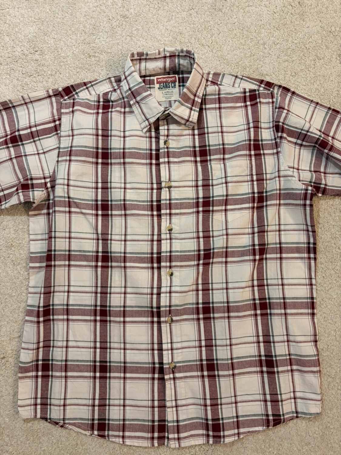 Wrangler Geruit Overhemd Bordeaux/Grijs/Wit - L
