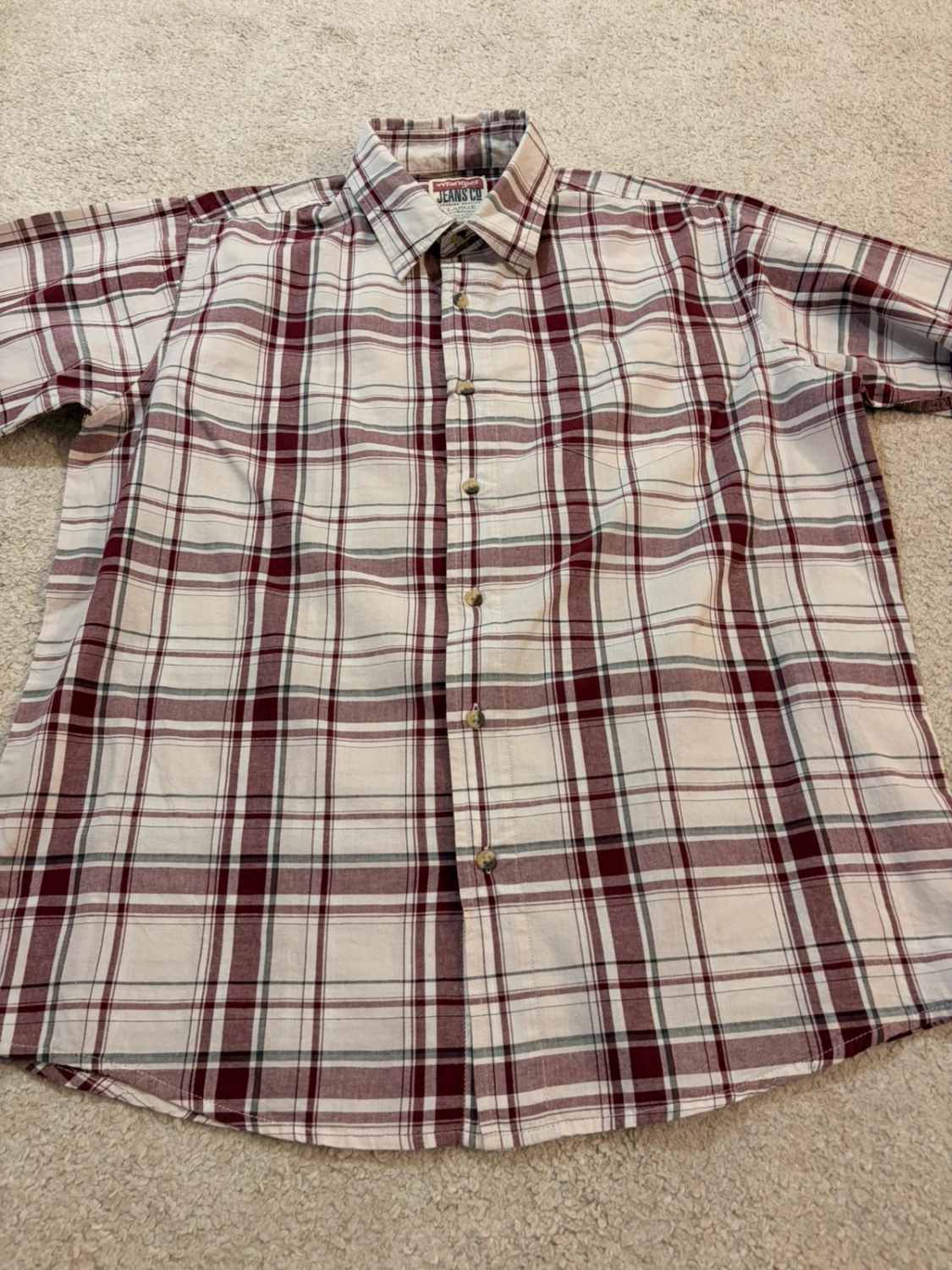 Wrangler Geruit Overhemd Bordeaux/Grijs/Wit - L