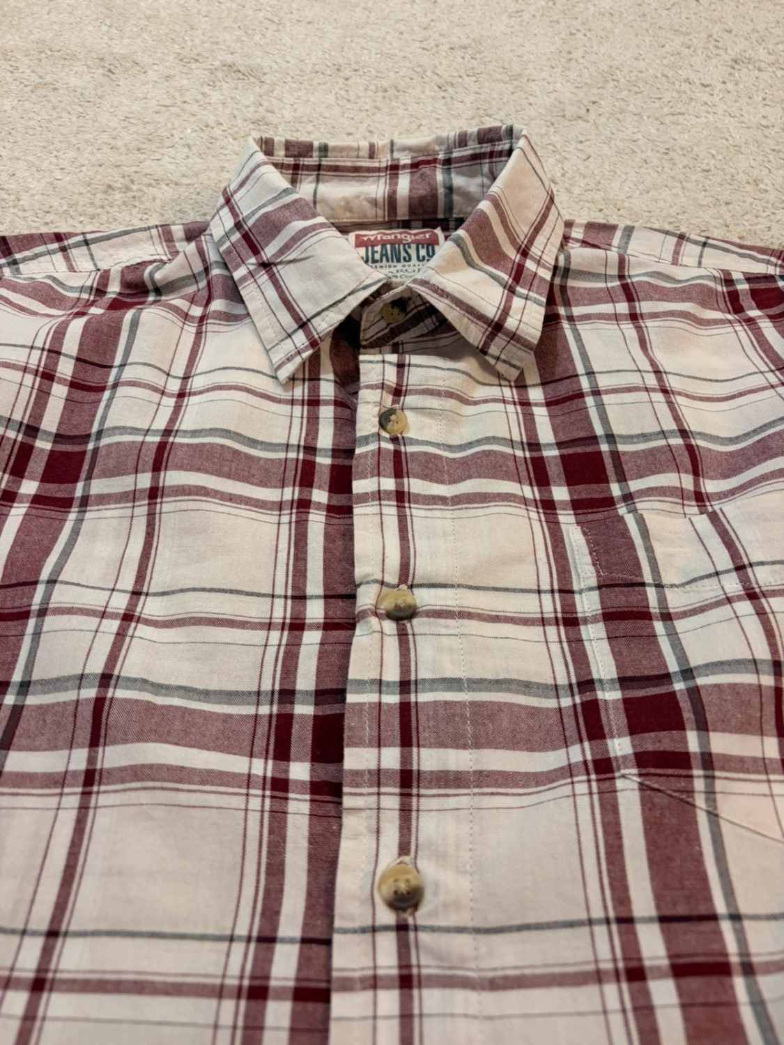 Wrangler Geruit Overhemd Bordeaux/Grijs/Wit - L