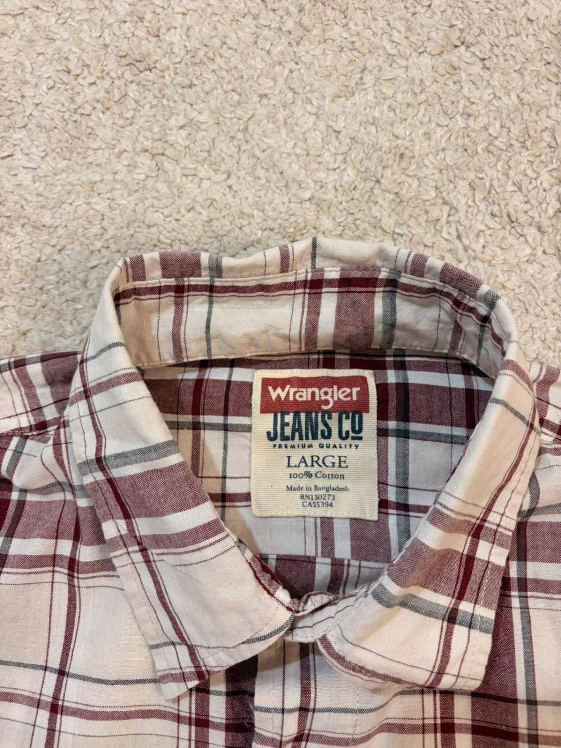 Wrangler Geruit Overhemd Bordeaux/Grijs/Wit - L