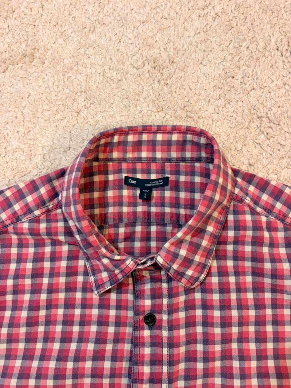 👕 Chemise Gap Classic Fit Rouge, Blanc & Marine - L