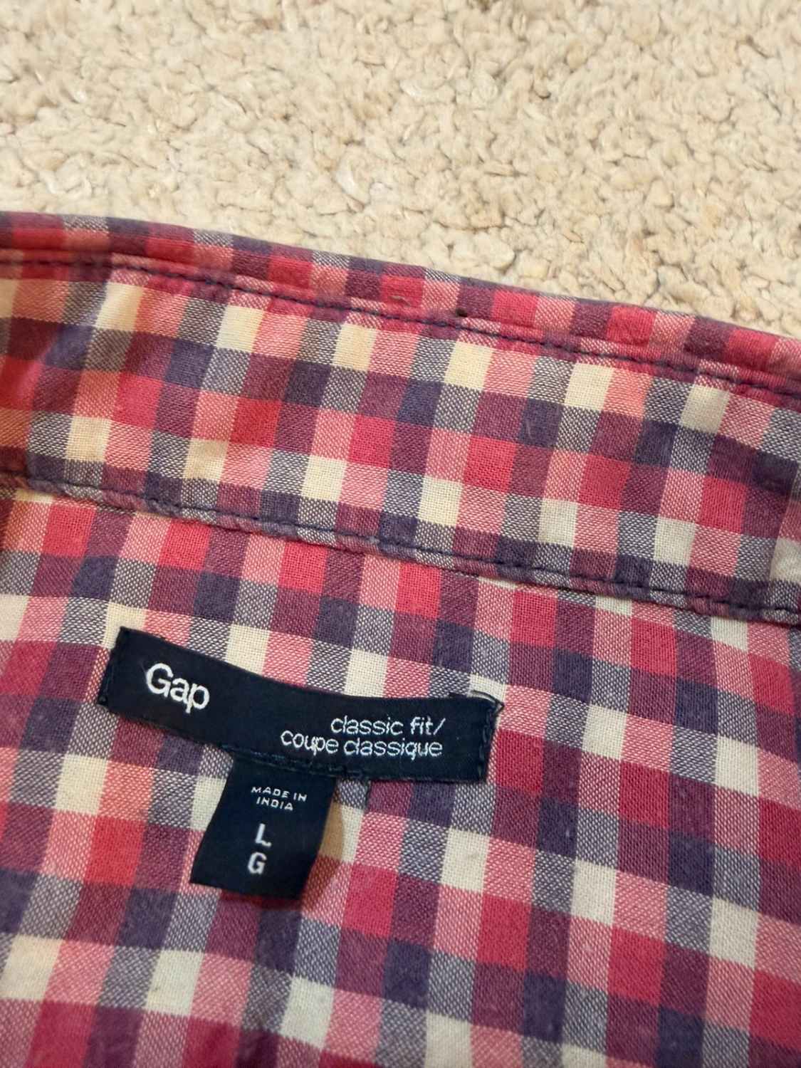 👕 Chemise Gap Classic Fit Rouge, Blanc & Marine - L