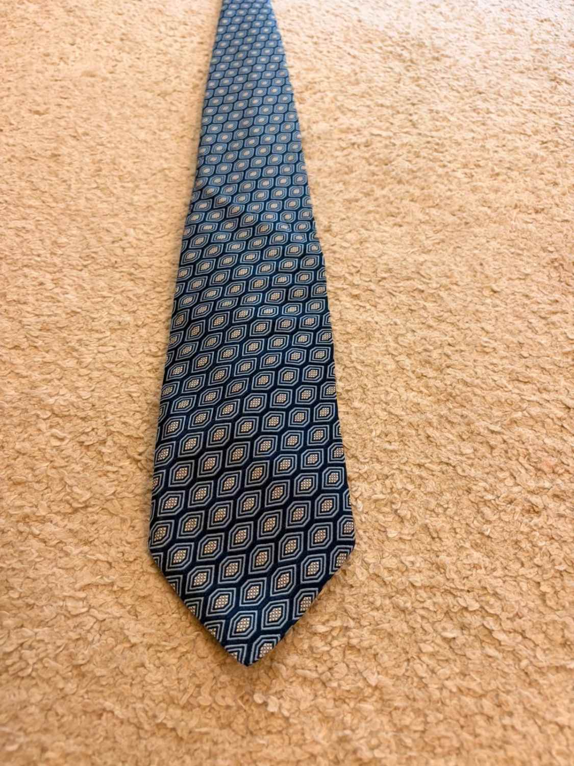 👔 Cravate Robert Talbott - Soie Marine & Gris