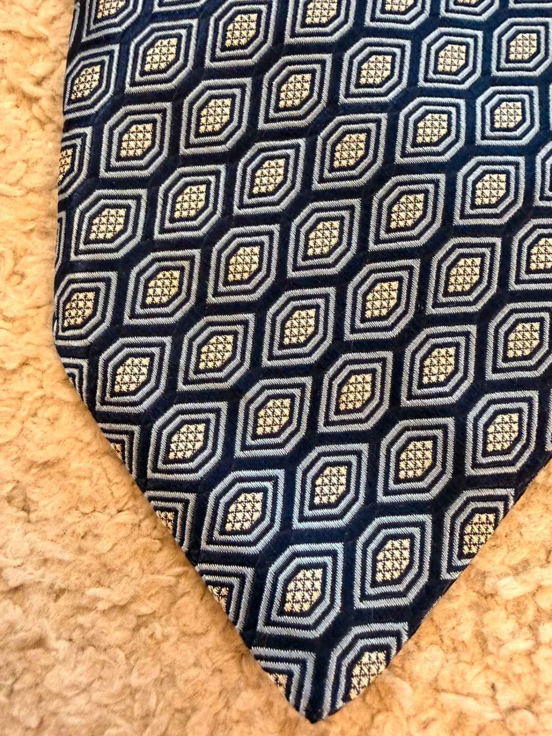 👔 Cravate Robert Talbott - Soie Marine & Gris