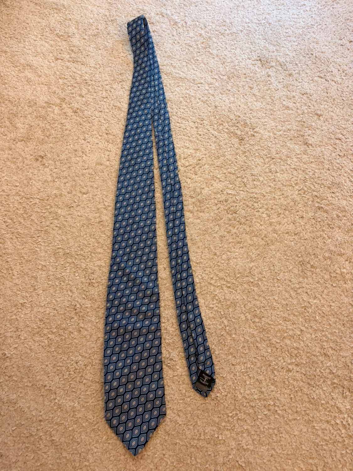 👔 Cravate Robert Talbott - Soie Marine & Gris