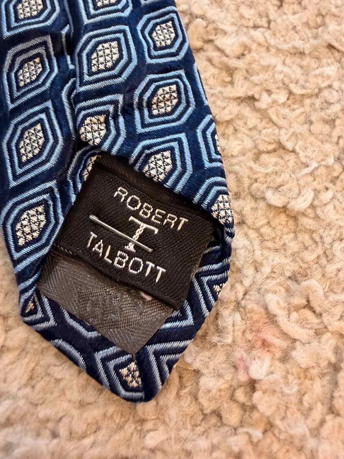 👔 Cravate Robert Talbott - Soie Marine & Gris