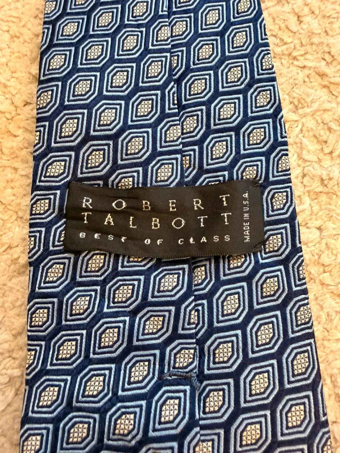 👔 Cravate Robert Talbott - Soie Marine & Gris
