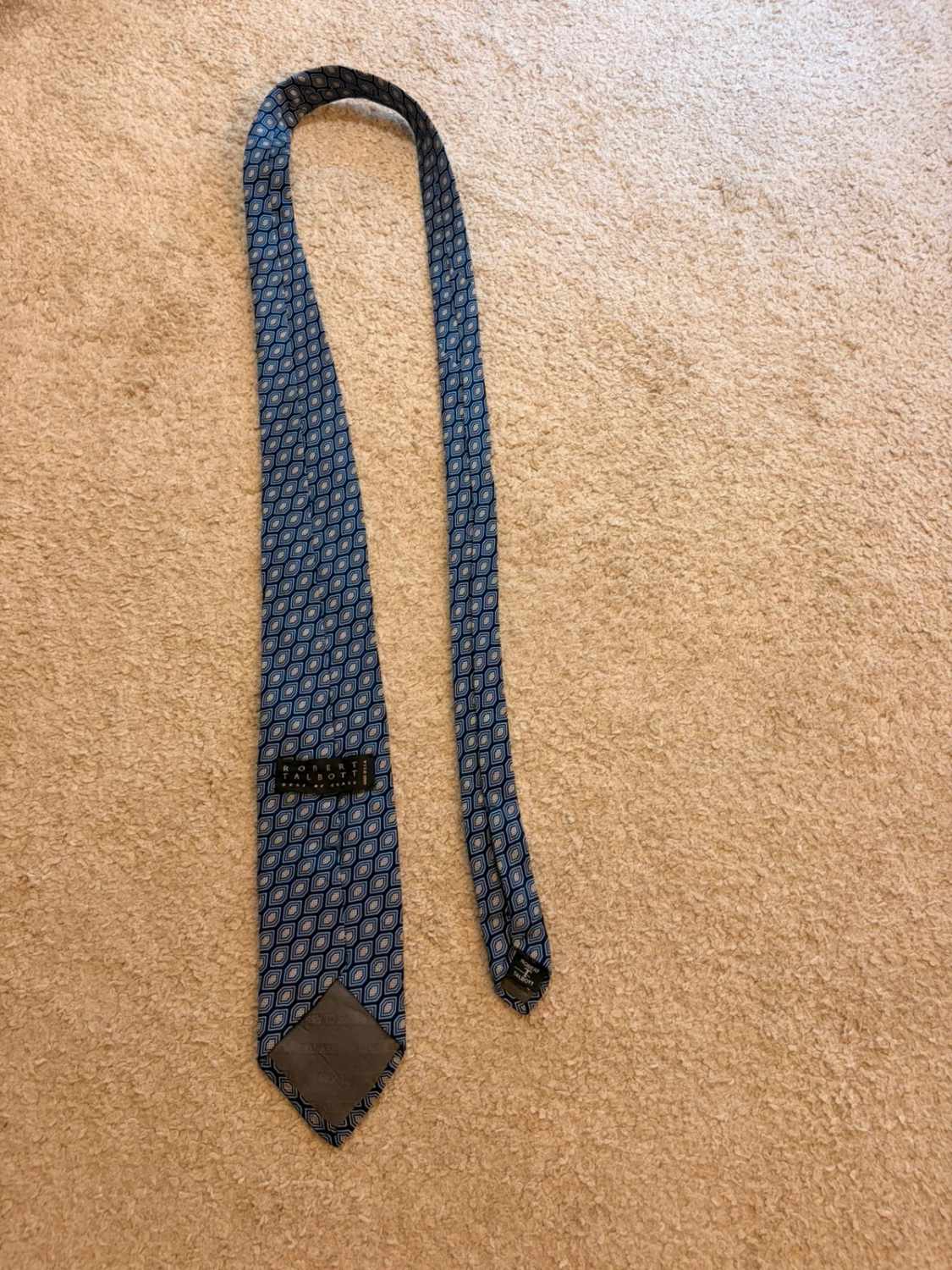 👔 Cravate Robert Talbott - Soie Marine & Gris