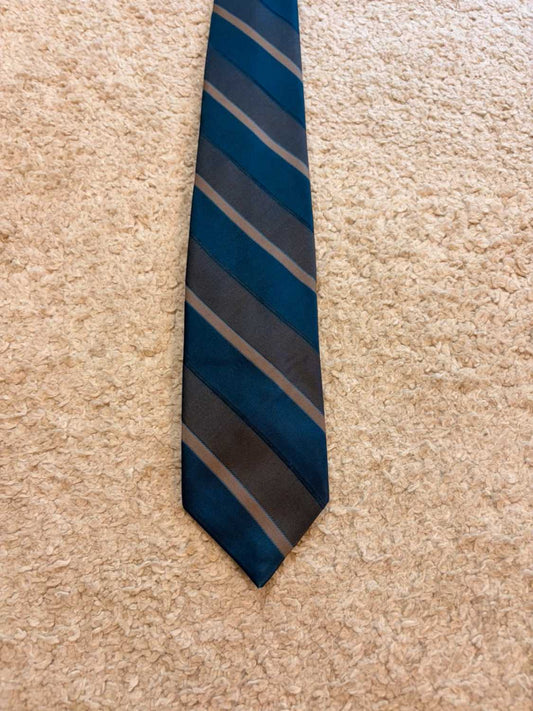 👔 Cravate Wembley - Rayures Bleu/Gris/Beige