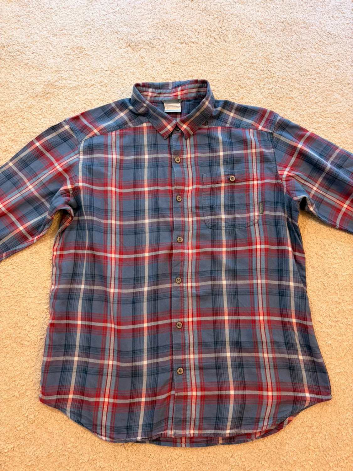 👕 Chemise Columbia Flanelle Bordeaux & Bleu - L